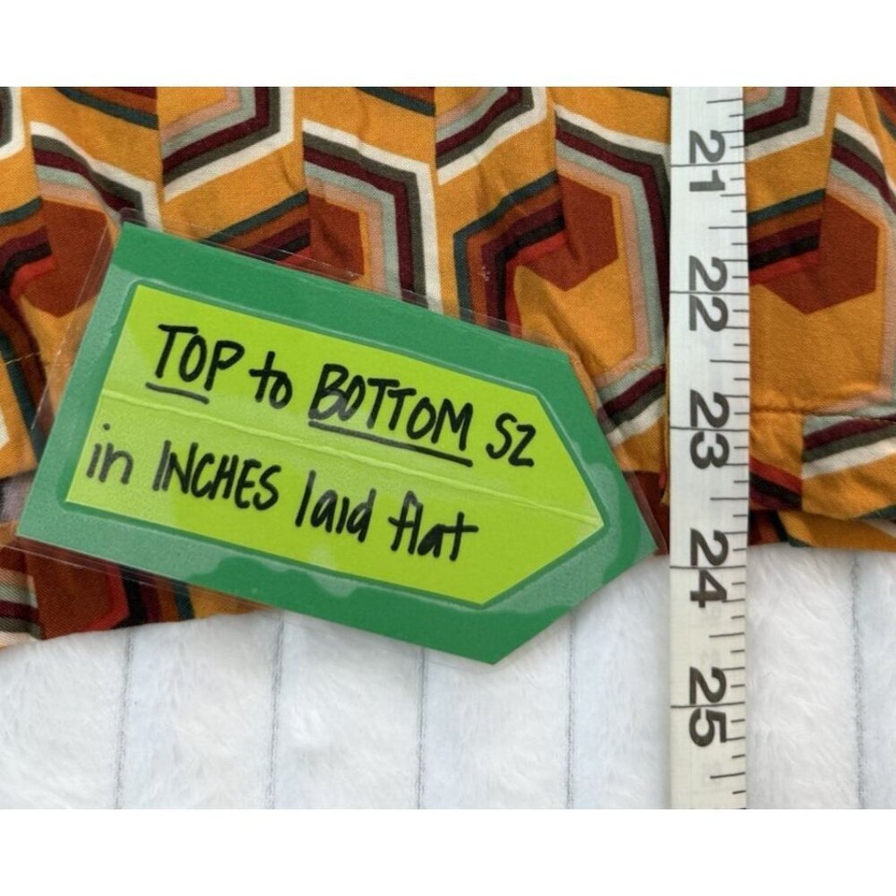 Denim & Flower Ricky Singh Orange Button-Up Hexagon Geometric Shirt SZ Large - Picture 8 of 13